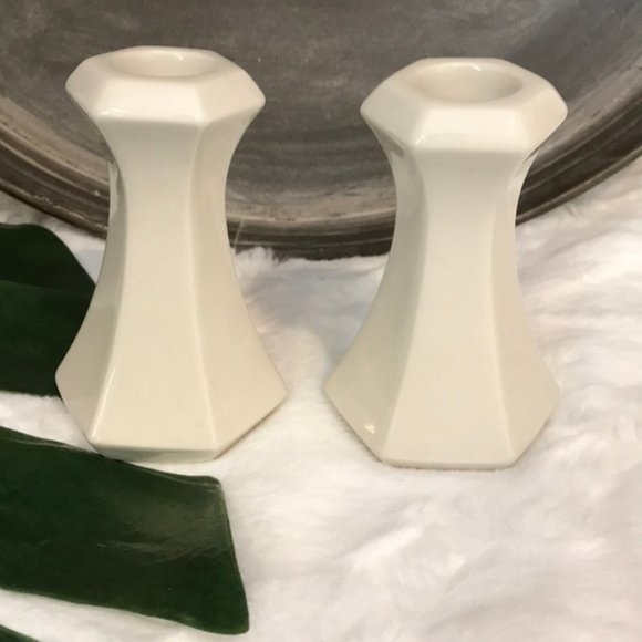 Vintage Porcelain Candlestick Holders Set of 2 - Picture 5 of 5